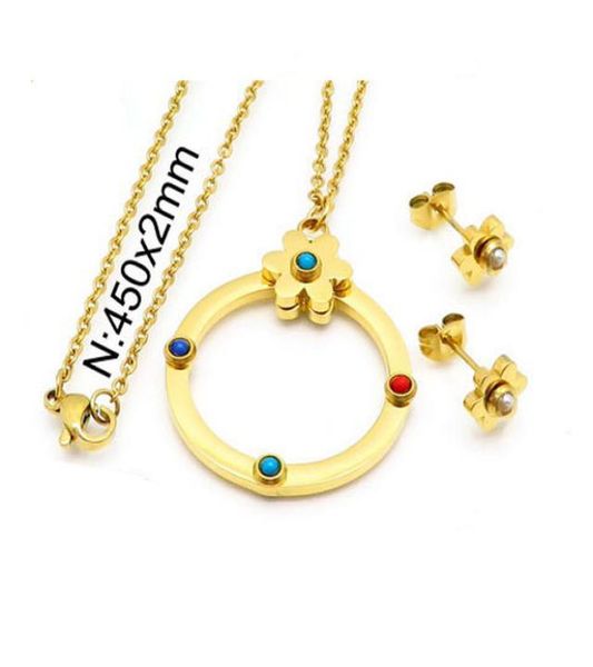 Brincos de aço inoxidável colar ursos conjunto de jóias Colar Pendientes de oso Conjunto de joyas8330995