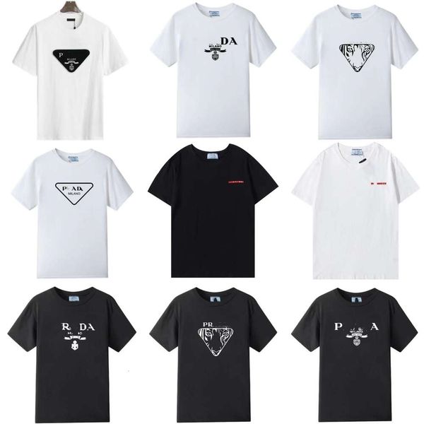 24ss New Niche Designer T-shirt Trendy Brand Puro cotone Casual a maniche corte Tee prad1a Summer Classic Hot Letter Stampa Uomo e donna Slim Fit Girocollo T-shirt Top