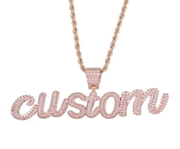 Collana con nome personalizzato corsivo hip-hop Ciondolo con lettere personalizzate con catena di diamanti Lab per uomo donna6801077