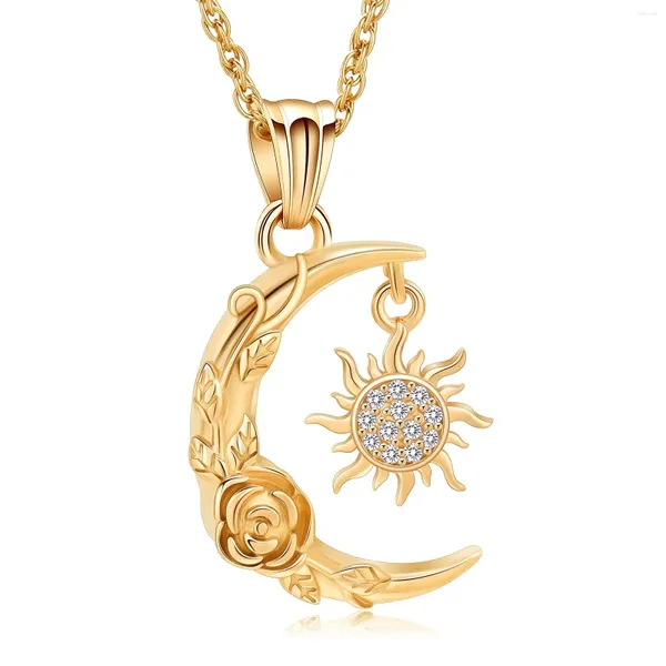 Collane con ciondolo Collana con urna a forma di mezzaluna e luna per ceneri, fiori in acciaio inossidabile, gioielli per cremazione, ricordi, donne e uomini