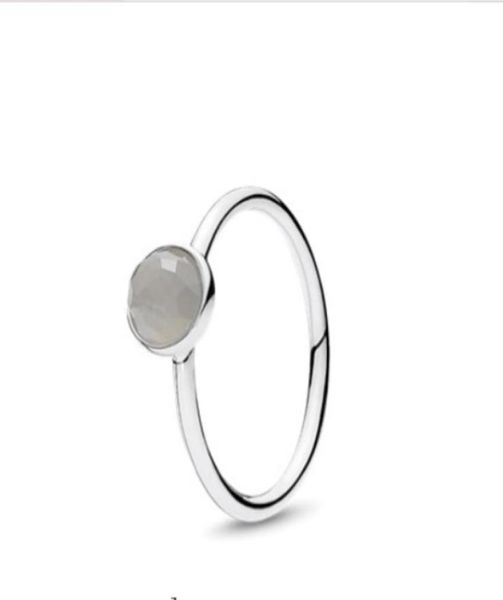 Andy Jewel Schmuckband 925 Silber Leder June Droplet Grey Moonstone Kristall CZ Moments Birthstone für Valentinstag Designer-Ringe für Frauen 191012MSG4437605