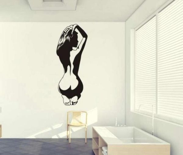 Menina nua corpo adesivo de parede banheiro quarto decoração para casa cartazes adesivo sexy menina decalque da parede 0038044239