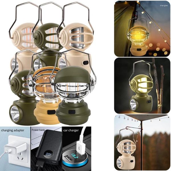 Портативные фонарики в форме робота, креативная походная лампа, водонепроницаемый USB аварийный фонарь, подвесной светильник для палатки с крючком для пешего туризма, альпинизма