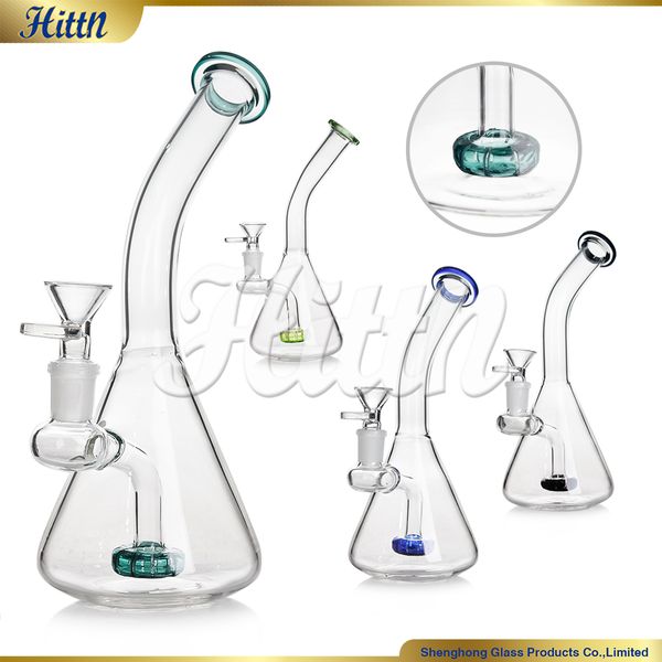 Cam bong dab teçhizat petrol teçhizatı perc bong beher taban cam su borusu basit stil bükülmüş boyunlu kalışıklık borusu 8.7 inç 14mm kase