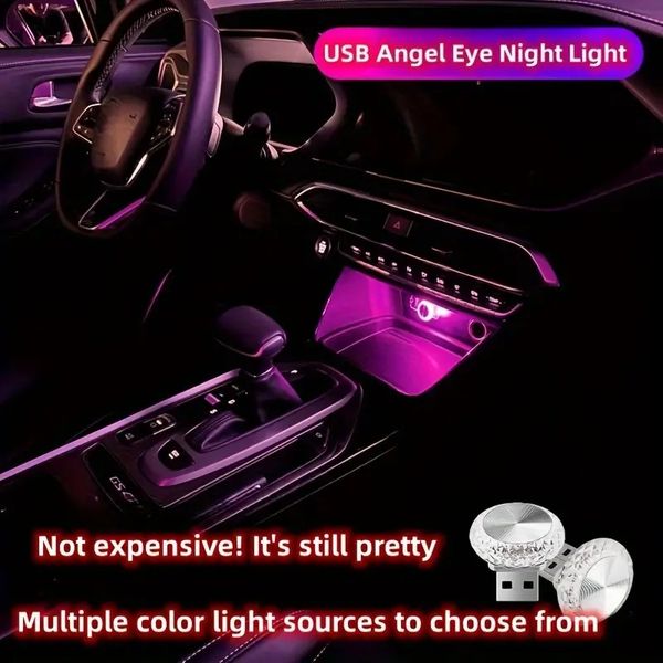 Carro USB Angel Eye Atmosfera Luz LED colorida Night Light Free Modificação Carro Ambiente de Luz Luz Luz em casa Interior