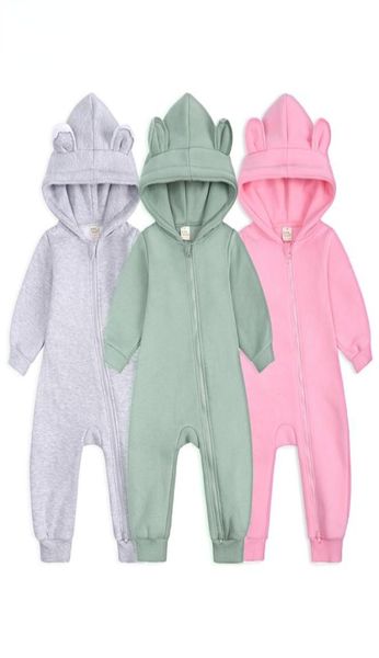 Baby Boy Girl Bear Tuta Abbigliamento Infantile Tutina Body Bambino Manica lunga Pagliaccetti Tute Tute con cappuccio Solido Costume1586798