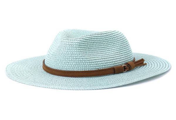 Sun Straw Hat Spring Summer Mulheres Viagens ao ar livre Proteção solar Big Brim Hat amarelo Gótico vermelho Top Vintage Jazz Beach Cap for Men6040644