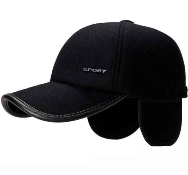 HT1856 Herbst Winter Hüte für Männer Schwarz Grau Wollfilz Männer Caps Warme Earflap Baseball Dad Hüte Einstellbare Snapback Baseball caps J8797681