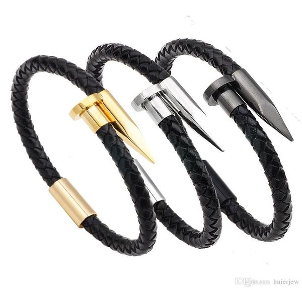 Graziosi braccialetti per unghie in acciaio inossidabile Braccialetti per gioielli da uomo Europa e Stati Uniti Bracciali in pelle da uomo Bracciale per unghie da uomo2794220