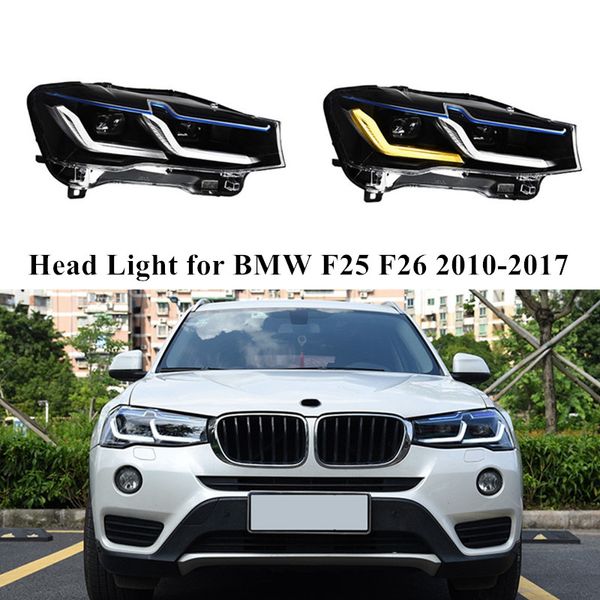 Gruppo faro anteriore a LED per BMW X3 X4 F25 F26 Indicatore di direzione 2010-2017 Lente a doppio fascio