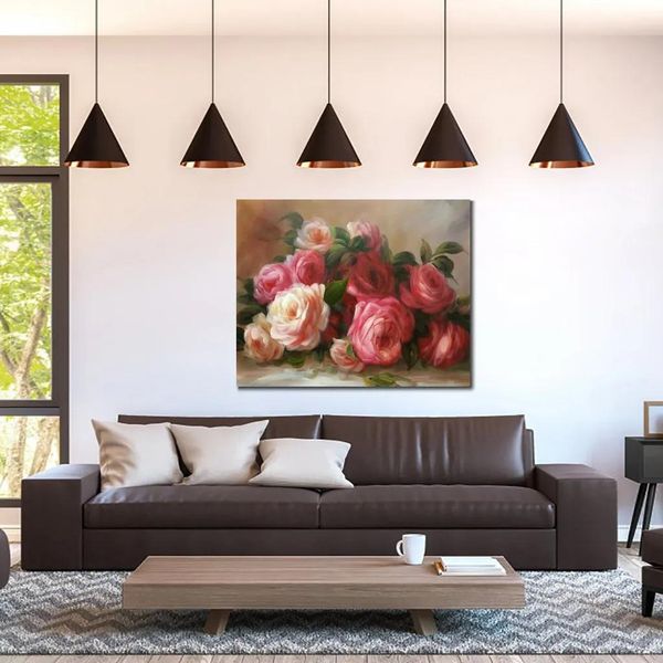 Pinturas Impressionista Canvas Arte Descartada Rosas Pierre Auguste Renoir Pintura Handmade Reprodução A Óleo Moderna Decoração de Quarto de Hotel