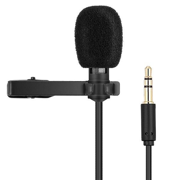 Microfones Mini Microfone Portátil Gravação de Áudio Condensador Colar Clipe Lapela Lavalier Microfones com fio de 3,5 mm para telefone PC Laptop Conferência