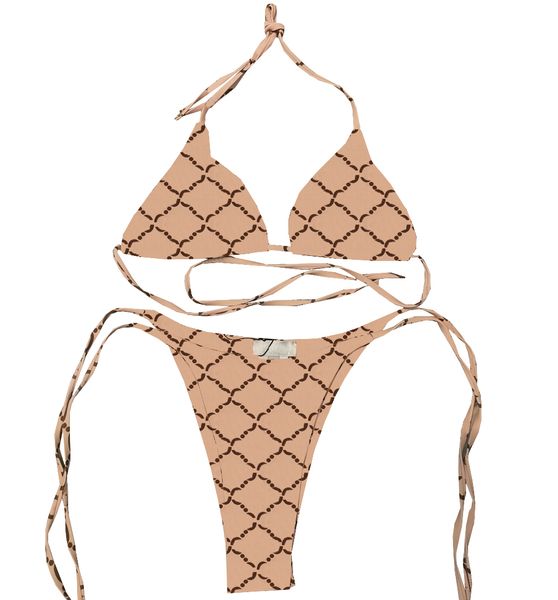 Sommer Bandage Bikinis Sexy Spitze Up Tanga Bademode Brief Drucken Gepolsterter Halter Bh Biquinis Set Mode Marke Badeanzug