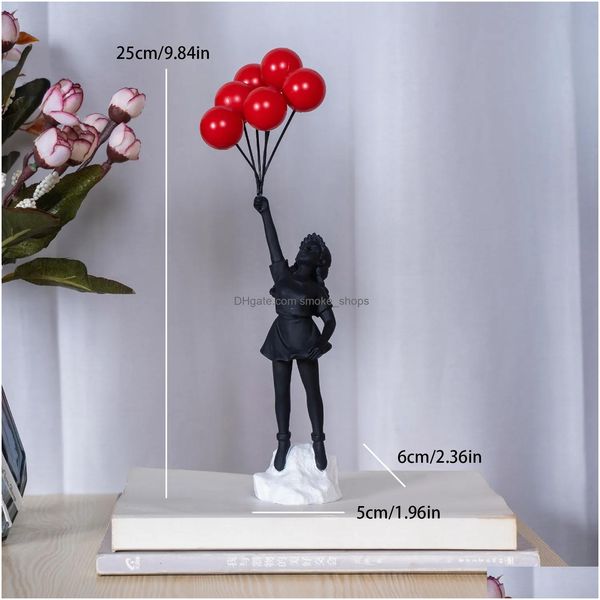 Estatuetas de objetos decorativos, balão voador, estatueta de menina, decoração de casa, Banksy, arte moderna, figura de resina, decoração artesanal, Colle Dhopx