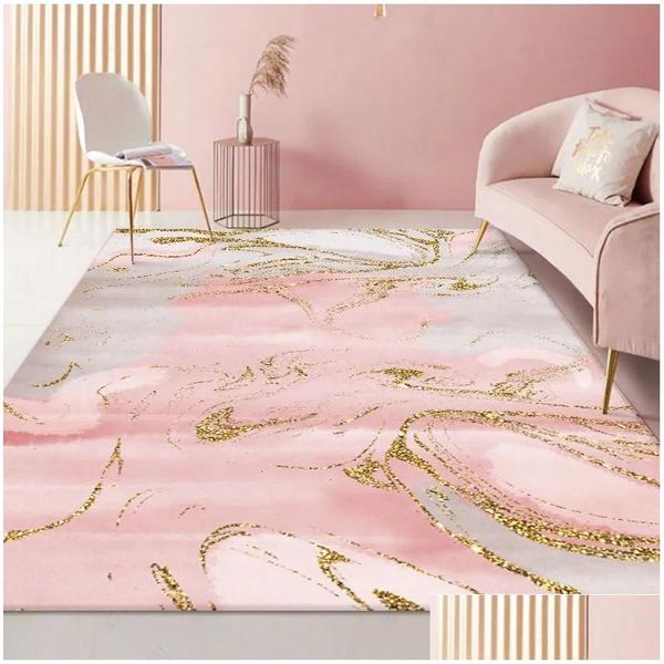 Tapetes modernos nórdicos grande tapete sala de estar 3d impressão ouro rosa colorf abstrato para cozinha quarto área tapete decoração de casa tapete tapis dhodg