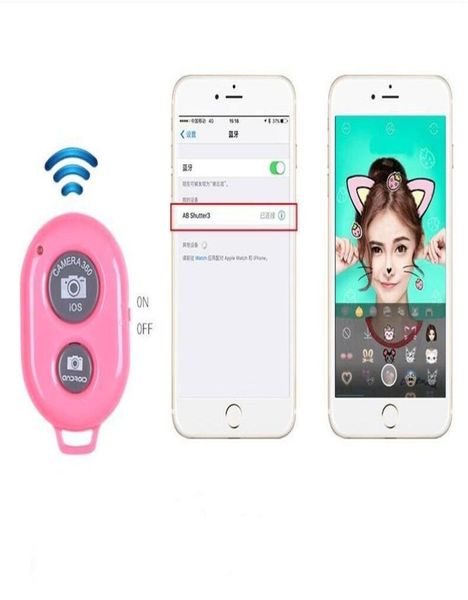 Bluetooth controle remoto da câmera do obturador temporizador automático para iphone android ios telefone inteligente 100pcslot pacote opp por dhl6898934