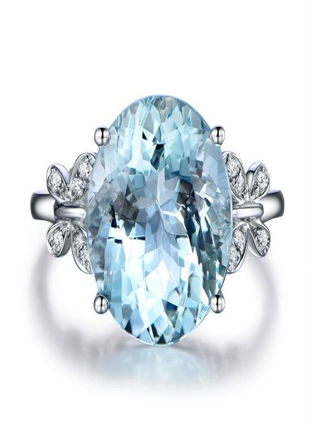 Anello a farfalla con topazio blu mare naturale di moda europea e americana placcato in platino e intarsiato con anello in zircone2678014