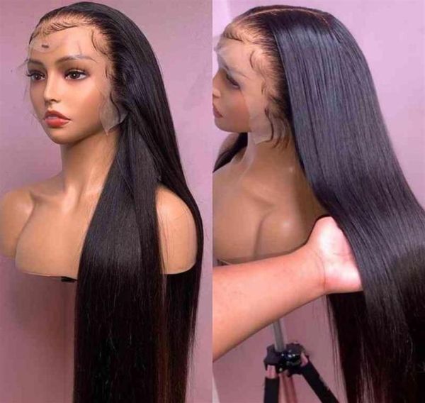 Fabrik 40 Zoll lange HD Lace Front Perücke Wholee Vendors Raw Virgin Cuticle Aligned Transparent Human Hair Perücken für schwarze Frauen269V2000870