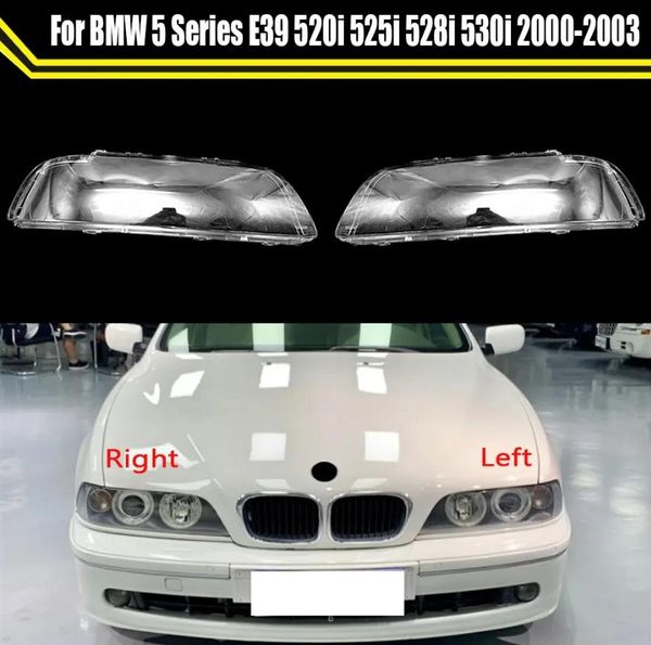 Acessórios de substituição do carro farol caso escudo luz lâmpada abajur lente vidro capa para bmw série 5 e39 520i 525i 528i 530i 2000 ~ 2003