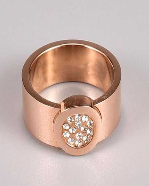 Eheringe Ganzer Roségoldfarbener Schmuck Minimalistischer klobiger Ring für Frauen Klassische runde Form Geometrischer Mikrozirkon8039003