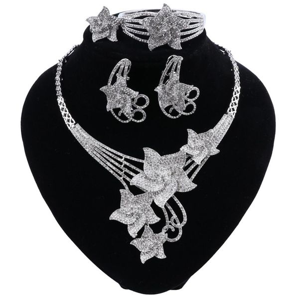 Dubai Silber Schmuck Set für Frauen Afrikanische Perlen Halskette Sets Frauen Italienische Braut Schmuck Set Hochzeit Zubehör6497233