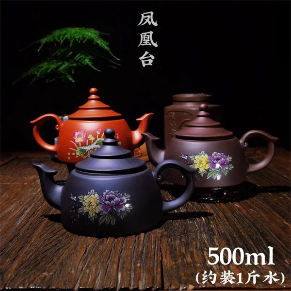 500cc real artesanal chaleira verde yixing argila roxa bule puer chá conjunto kung fu zisha teaware 231225