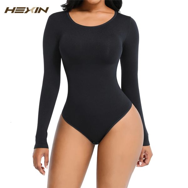 Fajas colombianas uzun kollu tanga bodysuit bel antrenör gövde bodrum kadınlar düz göbek zayıflama shapewear bodycon tulum üstleri 231225