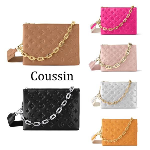 Fashion M57790 COUSSIN Clutch Cross Body bags Womens mens real leather Shoulder Designer bags Luxury lady chain totes Embossed handbags travel pochette silver bag