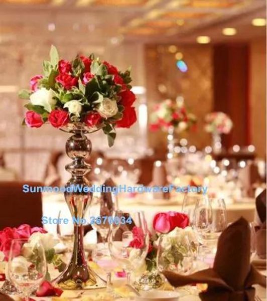 Decoração de casamento de luxo candelabros mentais e tigela de flores/suportes de peça central altos/peças centrais de vaso alto atacado
