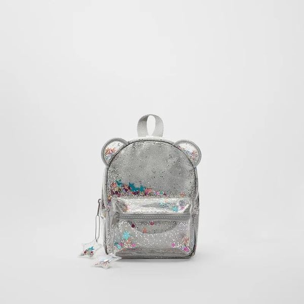 Taschen Silberner Katzenohr-Glitzer-Minirucksack für Damen oder süßer Kinder-Glitzer-Pailletten-Rucksack