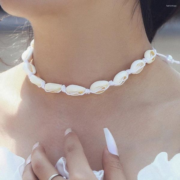 Anhänger Halsketten Vintage Bohemian Shell Männer Frauen Halskette Kreative Gewebte Handgemachte Muschel Mode Mädchen Geschenk Zubehör Kurze Choker