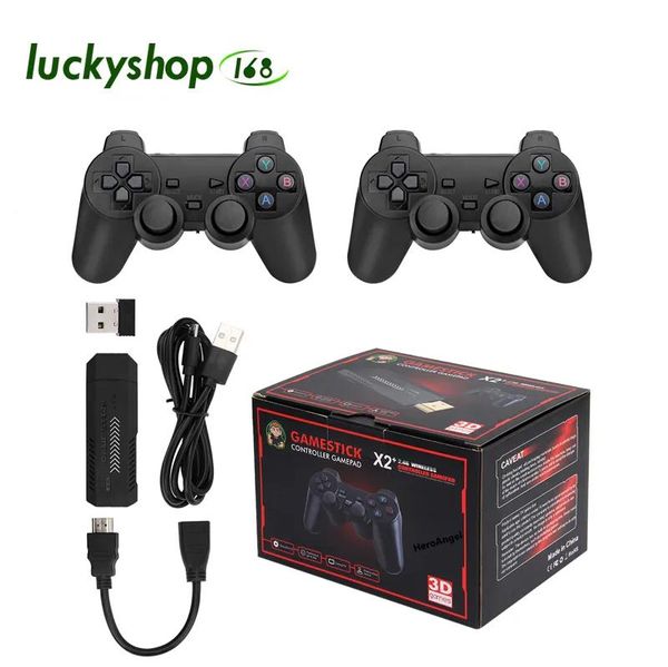 Giocatori X2 Plus Console di gioco 3D Retro Video Game Stick Controller wireless 2.4G Sistema HD 4.3 40000 giochi 40 emulatori per SEGA/PSP/PS1