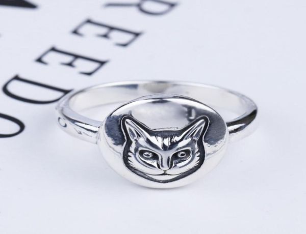 Серебряное кольцо с головой кошки s925, винтажное классическое кольцо из стерлингового серебра с кошачьим лицом, британский стиль, хип-хоп, мужское и женское тайское серебряное кольцо8227839