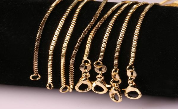 5 peças corrente de caixa de moda 18K correntes banhadas a ouro puro 925 colar de prata correntes longas joias para crianças meninos meninas mulheres homens 1mm7940000