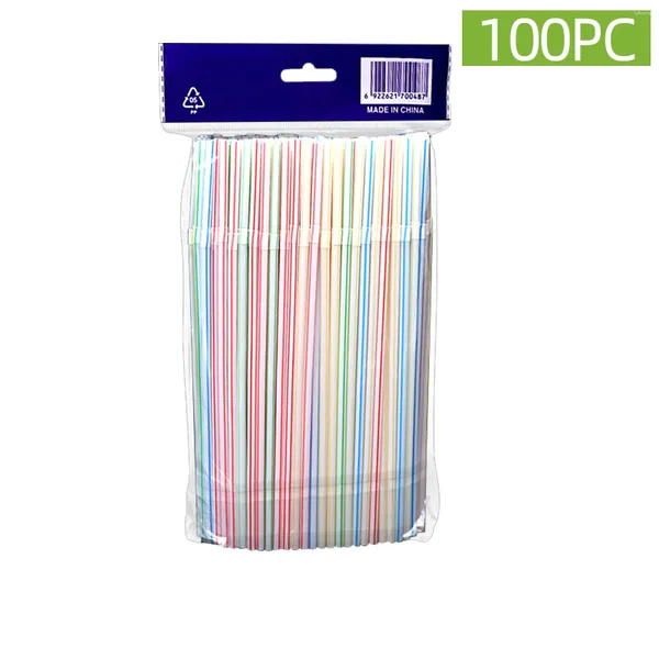 Copas descartáveis canudos 100pcs bebidas de plástico em casa Tea de leite multi colorido para festas/barras de barras/bebidas/casa