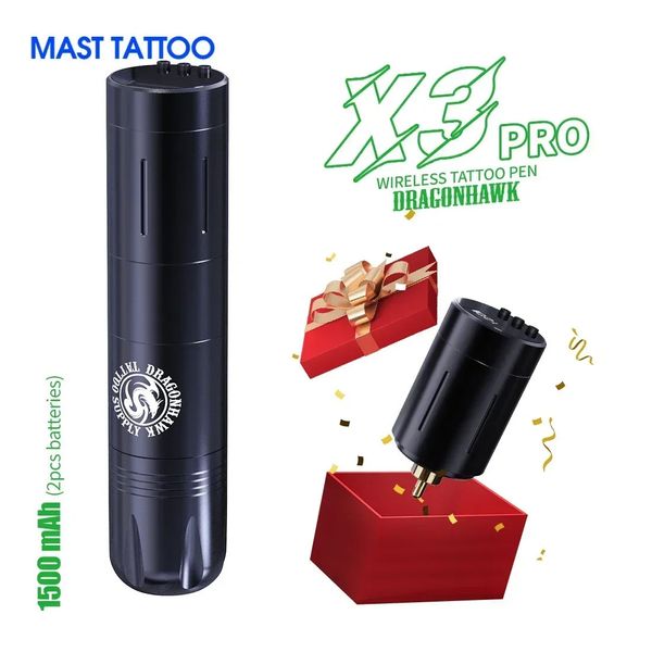 Dragonhawk X3 PRO Wireless Tattoo Machine Pen 2 Stück Hochleistungsbatterien Body Art Anfänger Tattoo Supplies 231225