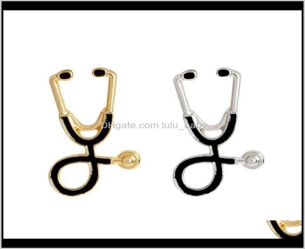Piccoli stetoscopi in metallo spilla per medici infermieri studenti giacca cappotto camicia colletto bavero spilla bottone distintivo gioielli medici It0P2058209