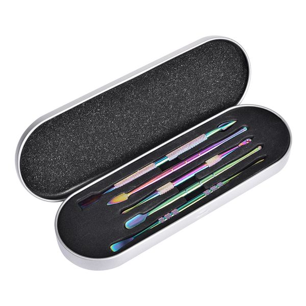 Rainbow Dab Tool Kit Wachsöl Zerstäuber Pick-Tools für Tabak Graben Creme Trockenkräuter Stift Wasser Rauchen Bong mit Silikon-Glas-Box