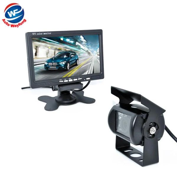 Sensores 18 ir câmera reversa novo monitor lcd de 7 polegadas kit de visão traseira carro ônibus e caminhão sensor de estacionamento câmera 15m ou 20m cabo