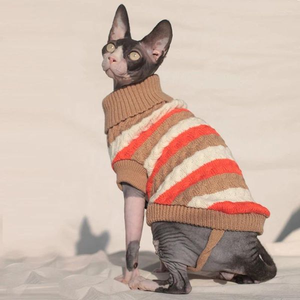 Abbigliamento per cani Sfinge Vestiti per gatti Maglione Maglione per gatti Cucciolo Dolcevita lavorato a maglia Maglioni medi Poleron Cani di piccola taglia Maglia a collo alto