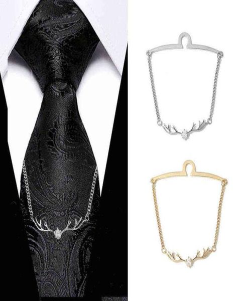 Highend gravata corrente cristal zircão chifres gravata clipe cabeça de cervo borla corrente gravata pinos men039s laços acessórios presentes para homem g112668141145339