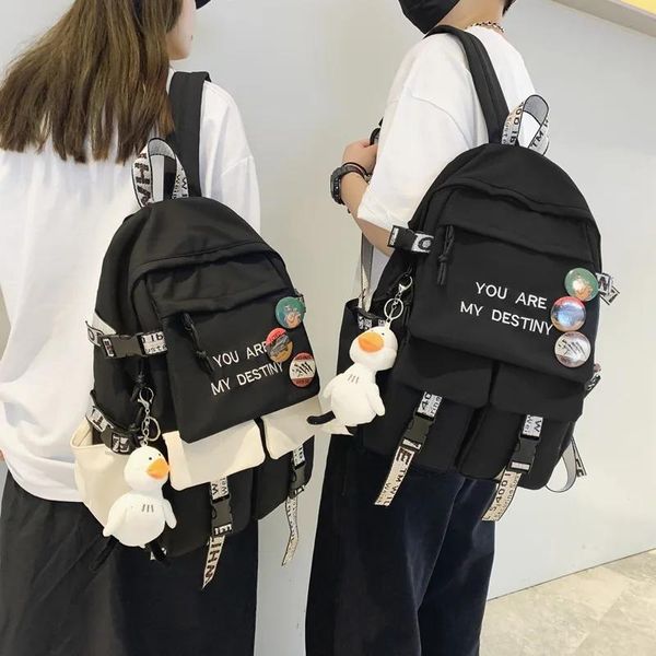 Сумки для девочек, милый рюкзак для ноутбука, женская сумка со значком, модная Kawaii женская сумка в стиле Харадзюку, школьная сумка для путешествий, студенческие рюкзаки, крутые женские