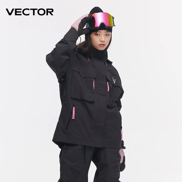 VECTOR Abbigliamento da sci Donna Uomo Maglione con cappuccio Tendenza riflettente Calore addensato e tuta impermeabile 231225