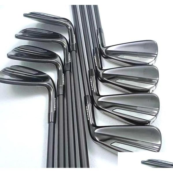 Ferri da golf neri Mazze da golf Tlm Set di ferro forgiato P79 0 4 5 6 7 8 9 P S Testata per albero in grafite in acciaio Dhs Ups Fedex7121744 Drop Delivery Spor Dhexj