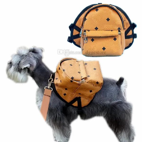 Forniture Zaino per cani di design con tasca Borsa per cani in pelle con motivo classico stampato a lettera per cani di taglia piccola e media Bulldog francese Barboncino Fashi