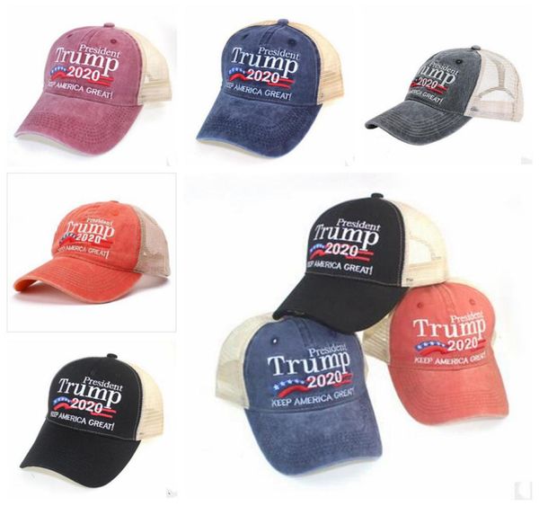 Trump 2020 Baseball Caps Designer Keep America Great Letter Hüte bestickte gewaschene Stoff Ball Cap Outdoor Strand Hut Mädchen Sonne Viso7426078