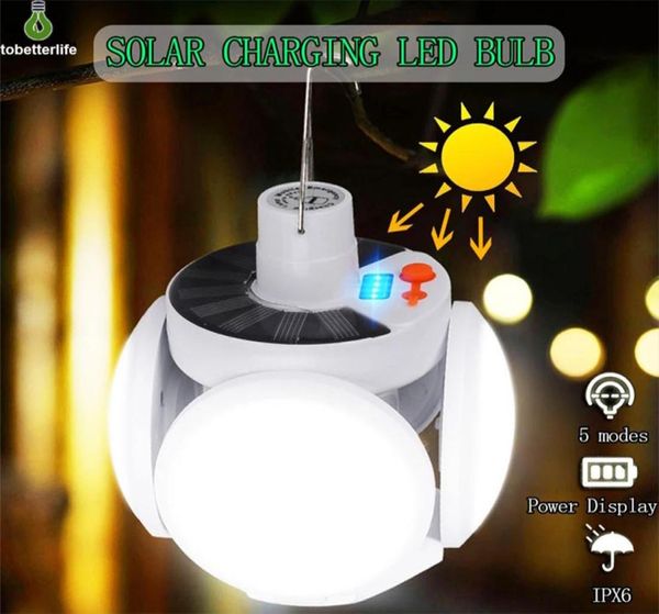 45LED Solar Lampe Fußball Form UFO USB wiederaufladbare tragbare Laterne Camping Licht Faltbirne Garage1856864