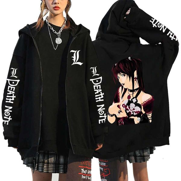 Anime Death Note Felpa con cappuccio Uomo Donna Divertente Grafica Giubbotti Pullover Felpe Haruku Y2k Cappotti con zip Hiphop Abiti femminili con cappuccio