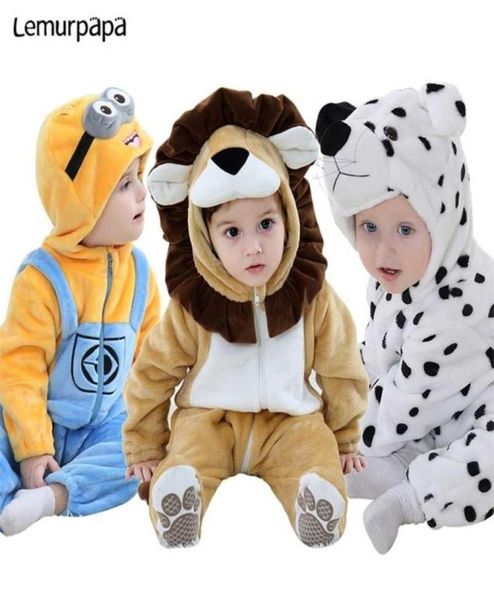 Anime Kleinkind Baby Strampler Kleidung 03Y Kleinkind Junge Mädchen geboren Cartoon Onesie Pyjamas Reißverschluss Flanell Warme Kostüm 2110225923701