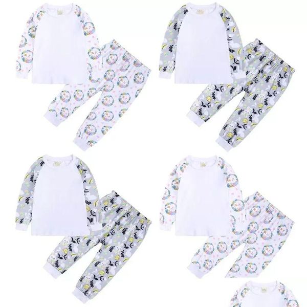 Altri articoli per feste festive Articoli per feste festive Bambini Ragazzi Ragazze Pigiama Set Pasqua Bambino Camicia a maniche lunghe Pantaloni Due pezzi Rabb Otbwm